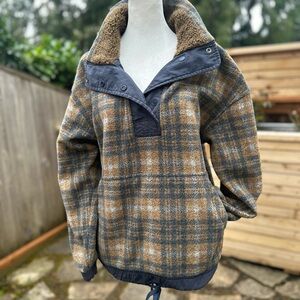 Plaid Fleece Pullover with Sherpa Collar by REI